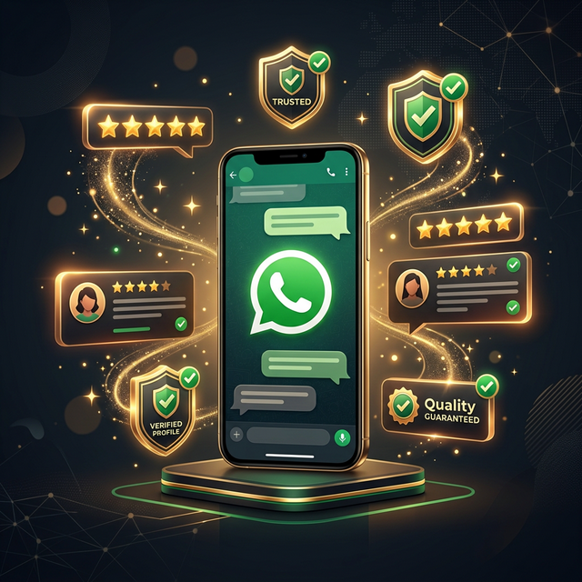 Five star reviews and customer testimonial cards showing trust badges for WhatsApp chatbot agency